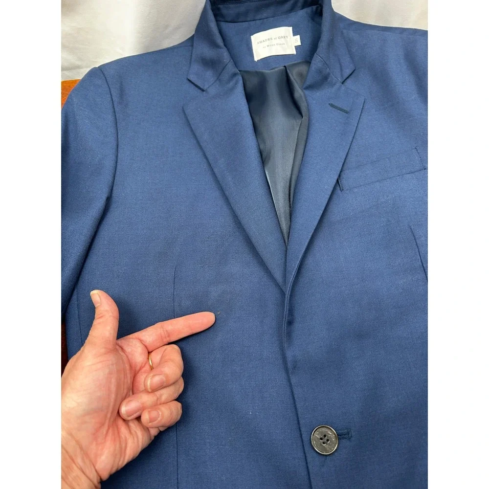 Shades of‎ Grey Micah Cohen Blazer Men's Small Navy Wool Blend Tailored Modern